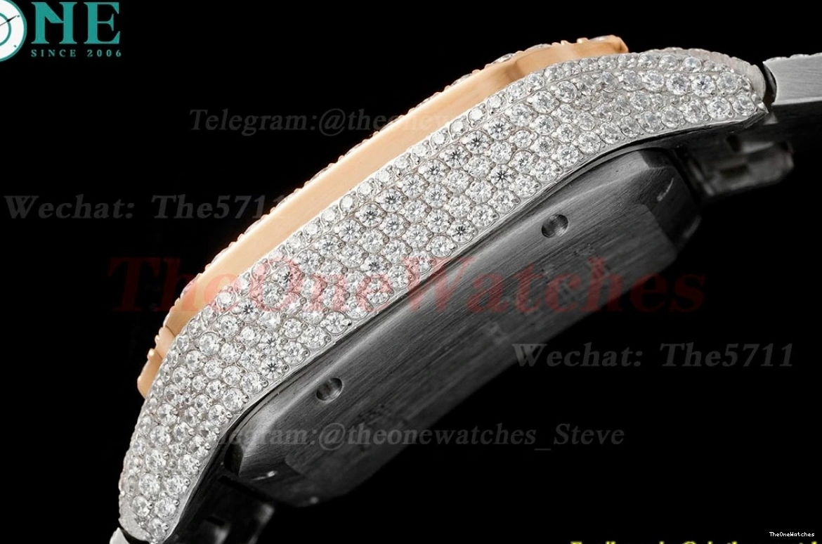 SS Silver MY9015 Santos Dial XL AMG Mens 40mm SS 100 RG 1202